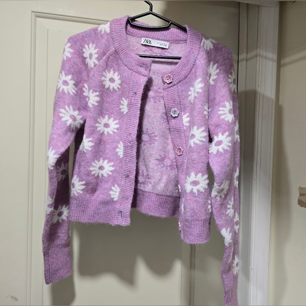 Zara Purple Floral Cardigan